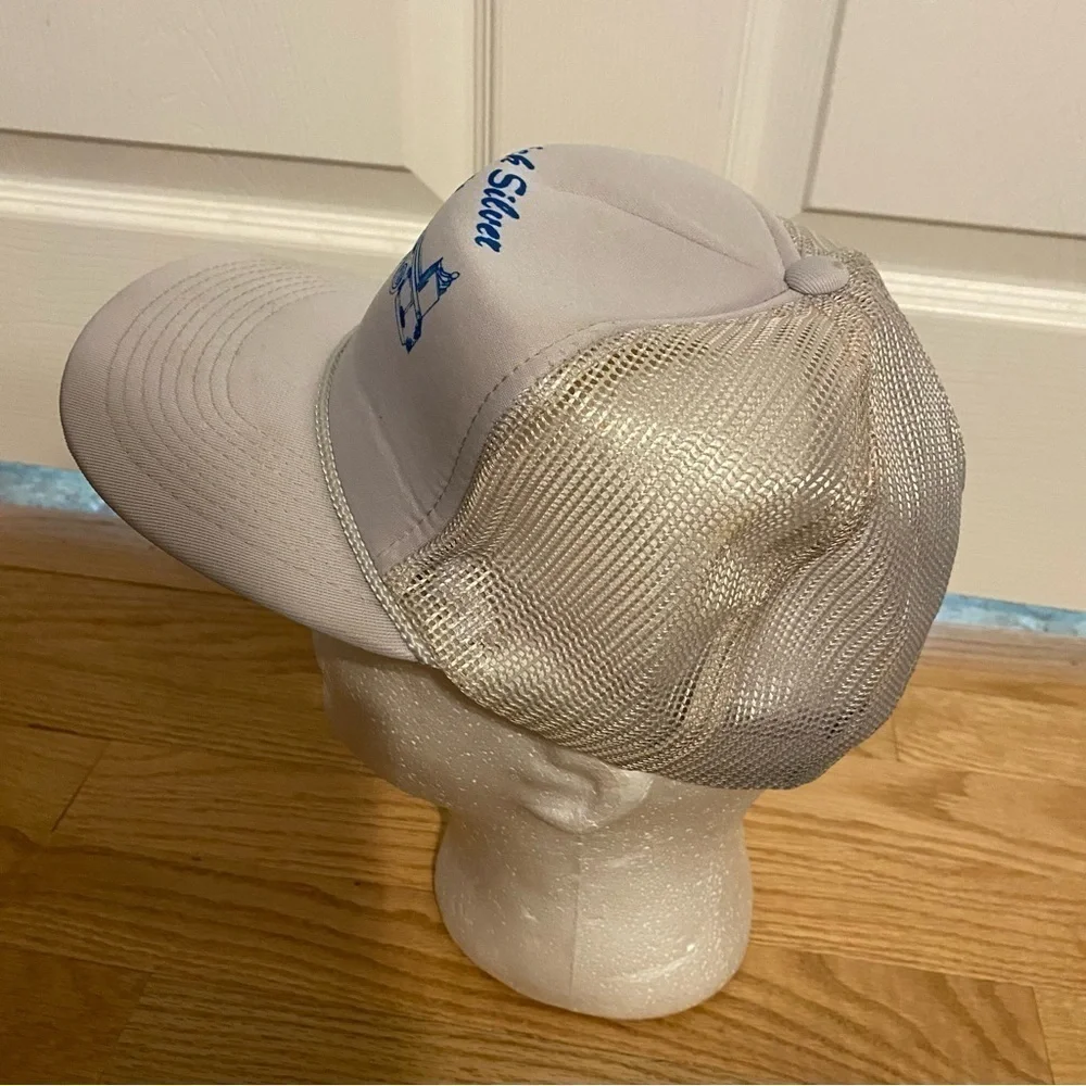 Vintage Quick Silver Motor Oil Hanes Gray Snap Back Hat Mesh Cap Trucker 80s 90s